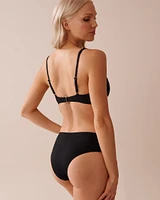 Haut de bikini plongeant côtelé en fibres recyclées SOLID