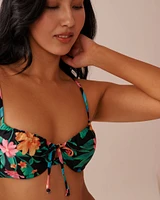 MIDNIGHT TROPICS Plunge Bikini Top