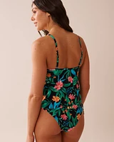 MIDNIGHT TROPICS V-neck Underwire Tankini Top