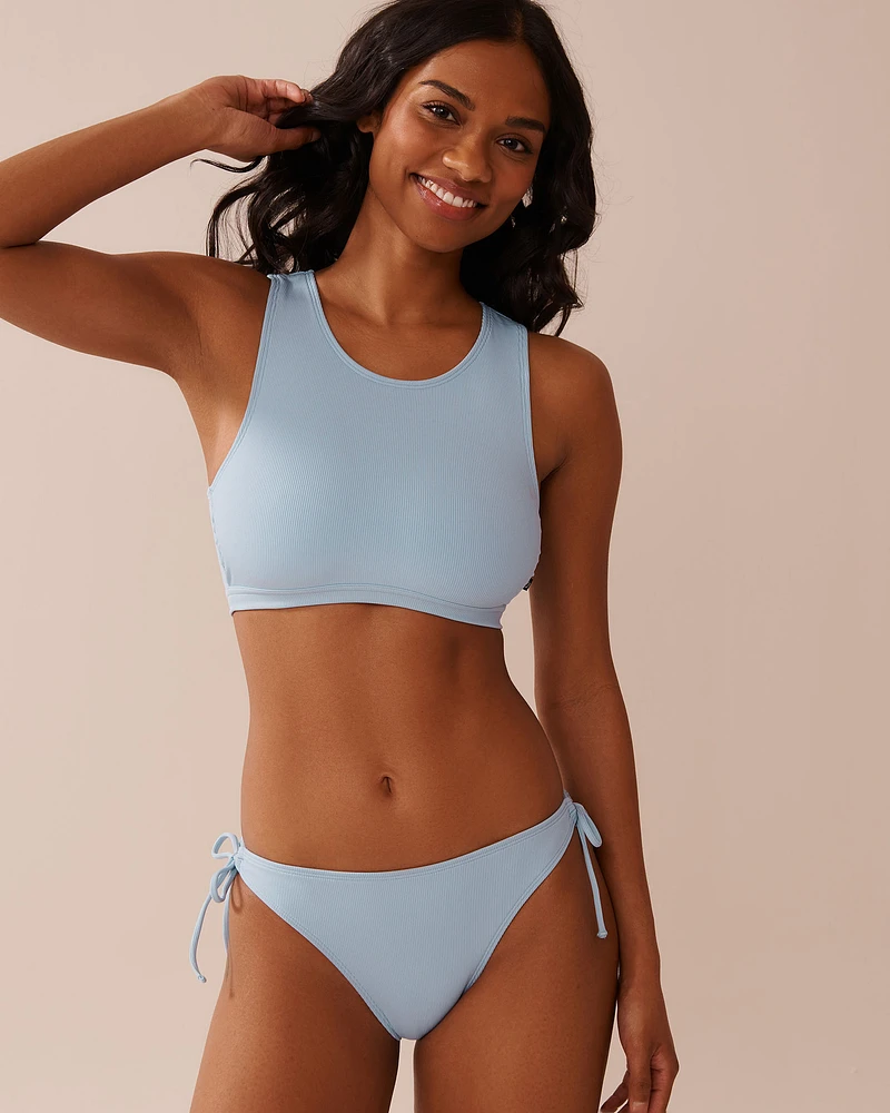 Haut de bikini bralette encolure haute côtelé BABY BLUE