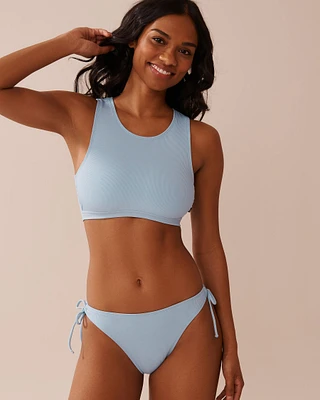 Haut de bikini bralette encolure haute côtelé BABY BLUE
