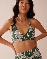 Haut de bikini triangle croisé à l'avant KHAKI PALM