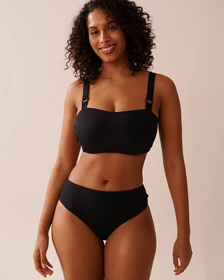 Haut de bikini bandeau bonnet D côtelé en fibres recyclées SOLID