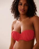 HIBISCUS Recycled Fibers D Cup Shirred Bandeau Bikini Top