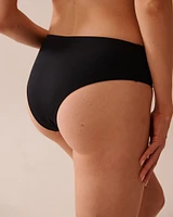 Bas de bikini cheeky taille mi-haute côtelé en fibres recyclées SOLID