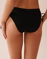 SOLID Recycled Fibers Ribbed Cross-Tie Brazilian Bikini Bottom