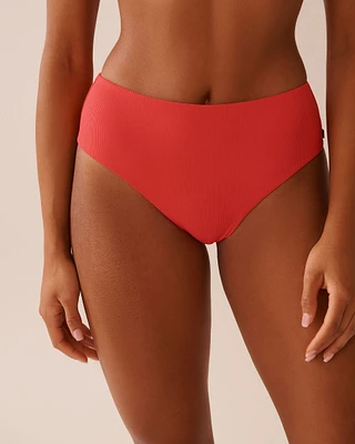 Bas de bikini cheeky taille mi-haute côtelé HIBISCUS