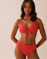 Bas de bikini cheeky taille mi-haute côtelé HIBISCUS