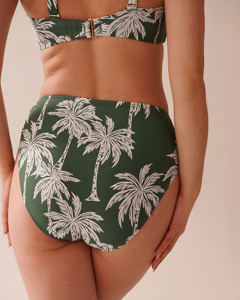KHAKI PALM Draped Mid Waist Bikini Bottom