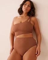 TERRACOTTA Textured Cut-out One Shoulder One-piece Swimsuit