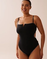 SOLID V-wire and Cut-out One-piece swimsuit