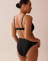 SOLID V-wire and Cut-out One-piece swimsuit