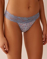 Cotton and Lace Band Thong Panty