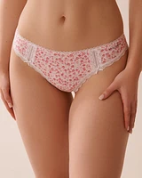 Cotton and Lace Detail Thong Panty