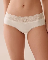 Culotte aux hanches côtelée bordure de dentelle