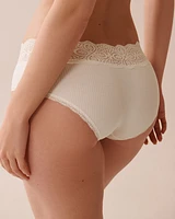 Culotte aux hanches côtelée bordure de dentelle