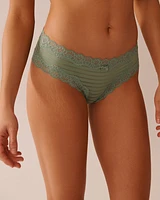 Mesh Stripe and Lace Trim Cheeky Panty