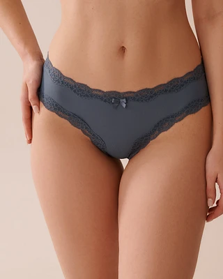 Culotte cheeky microfibre et bordure de dentelle