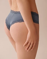 Culotte cheeky microfibre et bordure de dentelle
