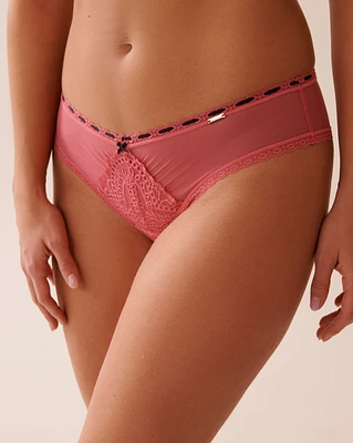 Embroidered Lace and Mesh Cheeky Panty