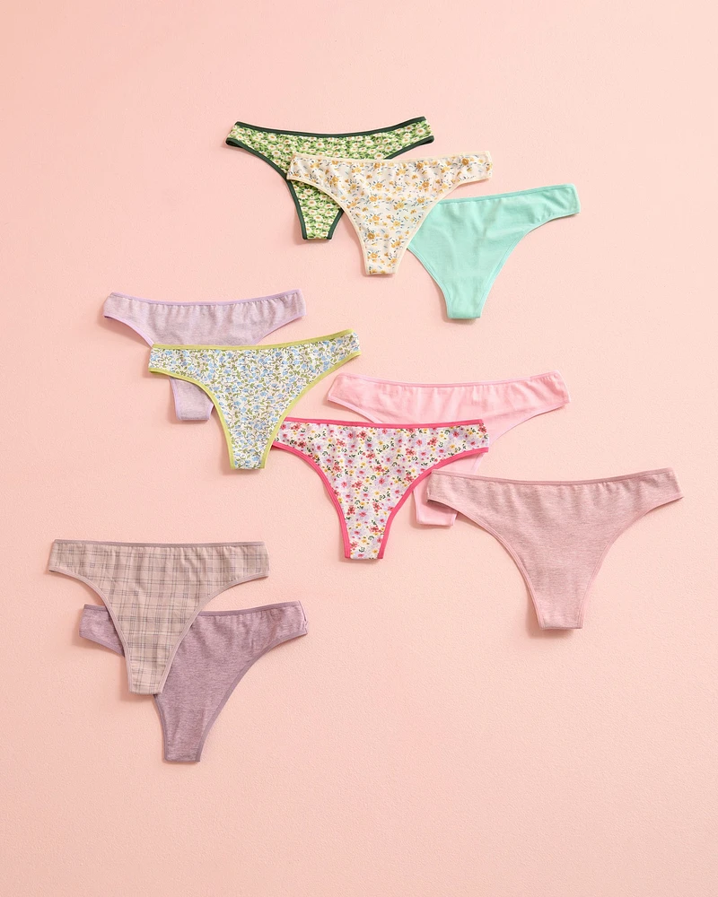 10-Pack Cotton Thong Panty
