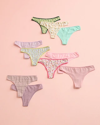 10-Pack Cotton Thong Panty