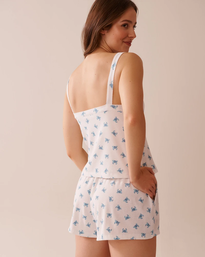 Crab Print Ribbed Cami
