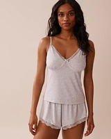 Seashell Print Lace Trim Super Soft Cami