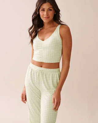 Gingham Print Super Soft Crop Cami