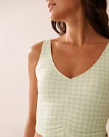Gingham Print Super Soft Crop Cami