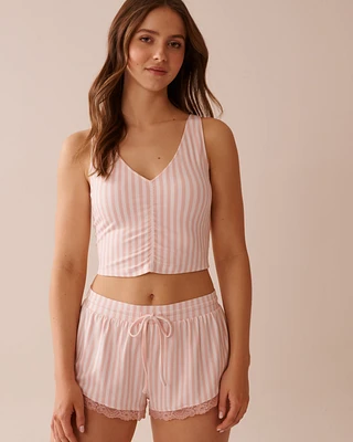 Pink Stripe Super Soft Crop Cami
