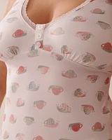 Snail Print Lace Trim Super Soft Cami