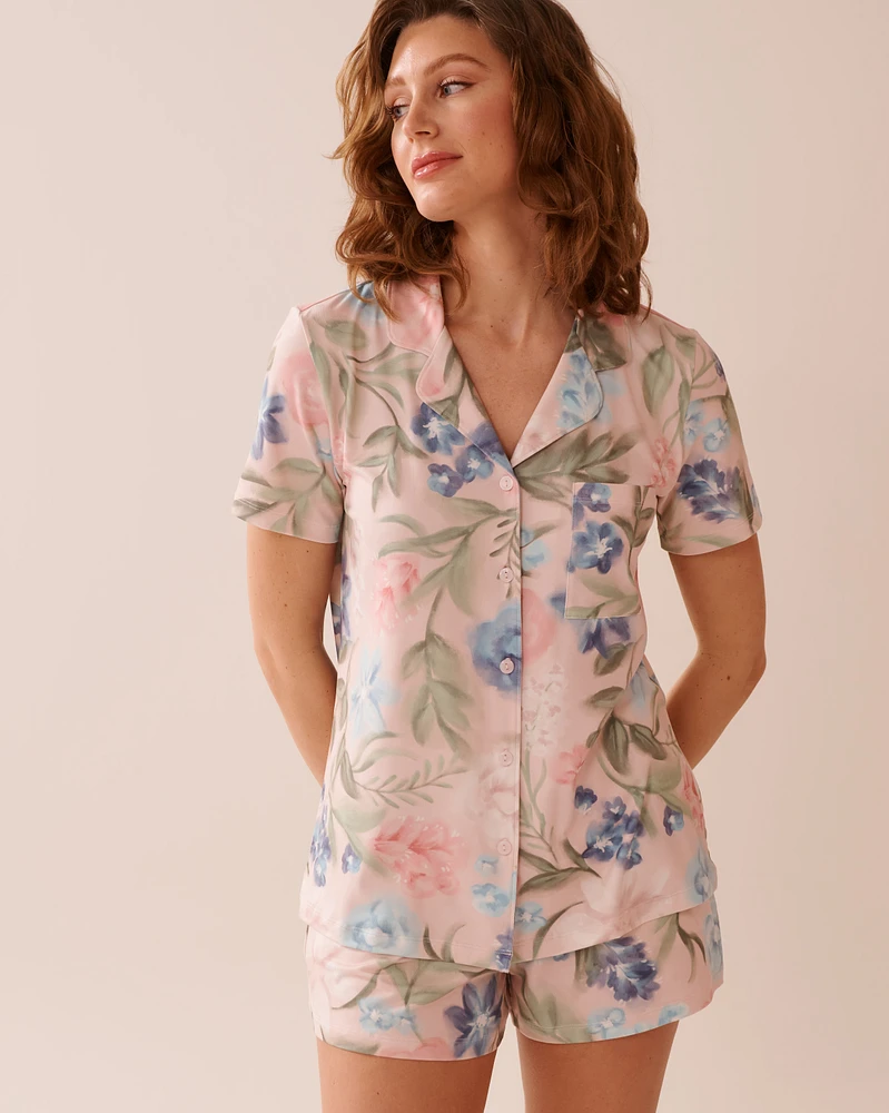 Watercolour Flower Print Super Soft Button-down Shirt