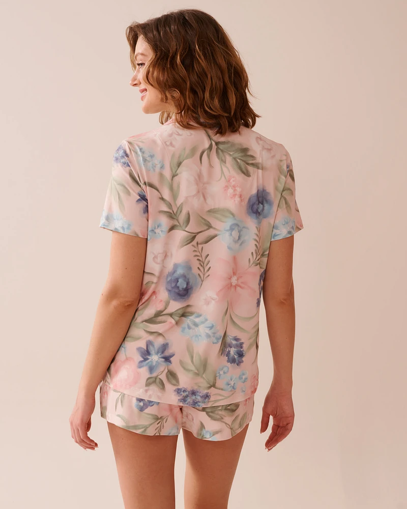 Watercolour Flower Print Super Soft Button-down Shirt