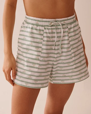 Short de pyjama en coton imprimé escargot