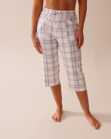 Capri de pyjama en coton carreaux pêche
