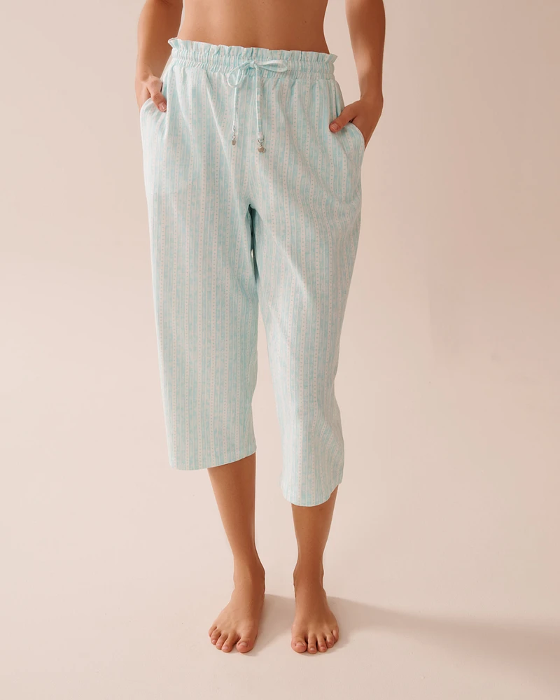 Capri de pyjama en coton à rayures