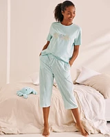 Capri de pyjama en coton à rayures