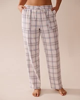 Pantalon de pyjama en coton carreaux pêche