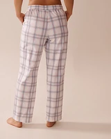 Pantalon de pyjama en coton carreaux pêche
