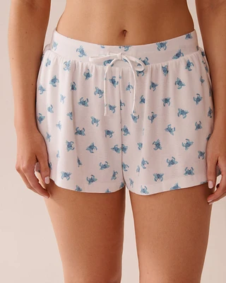 Crab Print Ribbed Pajama Shorts