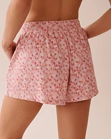 Ditsy Floral Print Ribbed Pajama Shorts