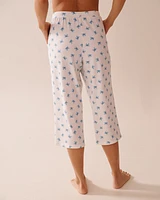 Crab Print Ribbed Pajama Capris