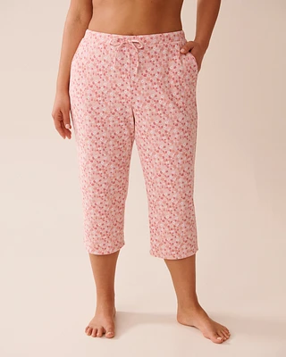 Ditsy Floral Print Ribbed Pajama Capris