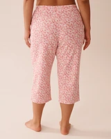 Ditsy Floral Print Ribbed Pajama Capris
