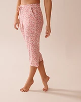 Ditsy Floral Print Ribbed Pajama Capris