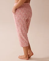 Ditsy Floral Print Ribbed Pajama Capris