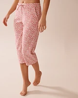 Ditsy Floral Print Ribbed Pajama Capris
