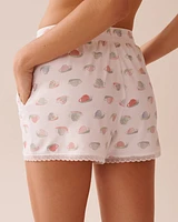 Snail Print Lace Trim Super Soft Pajama Shorts