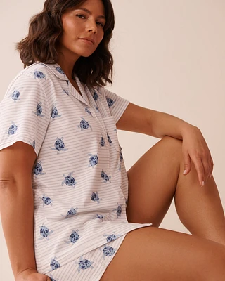 Turtle Print Shirt PJ Set